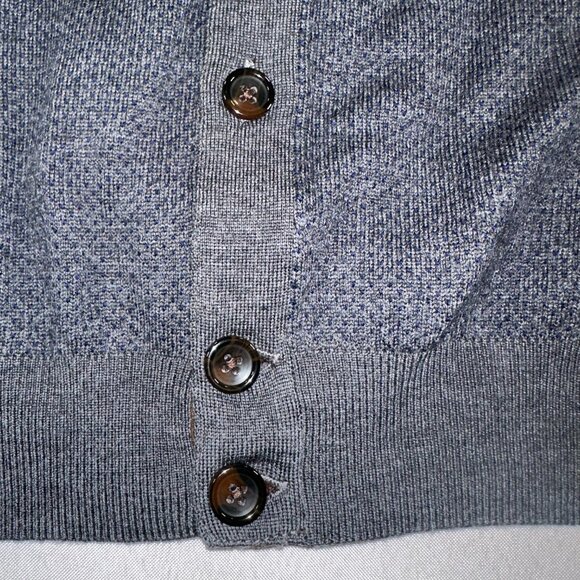 Turtleson - 100% Extra Fine Merino Wool Cardigan Sweater Blue Button Up Medium - Picture 11 of 14